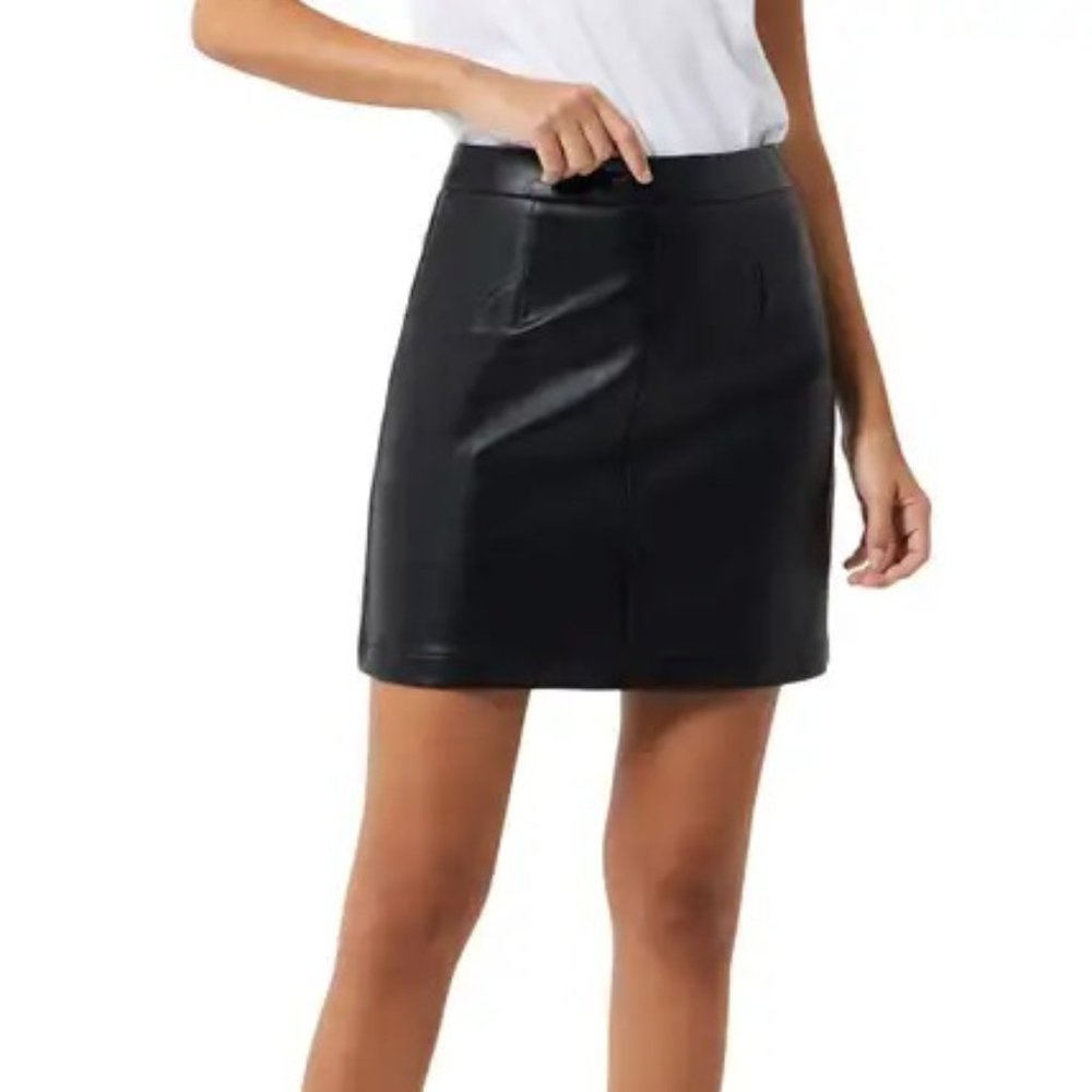 French Connection Crolenda Faux Leather Miniskirt Black